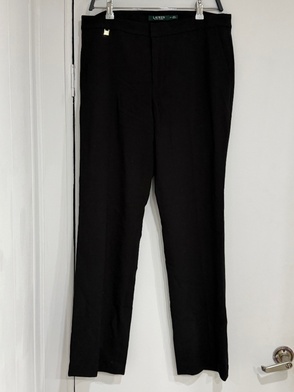 Lauren Ralph Lauren Women’s Black Straight-Leg Dress Pants with Gold Hardware De